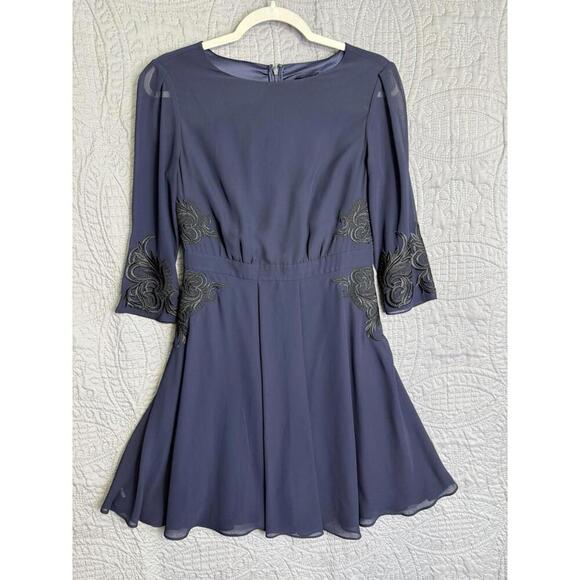 Ted Baker London Dress Women's Size 2 Navy Blue Celebrating 30 Years Poly/Elasta - Picture 1 of 6